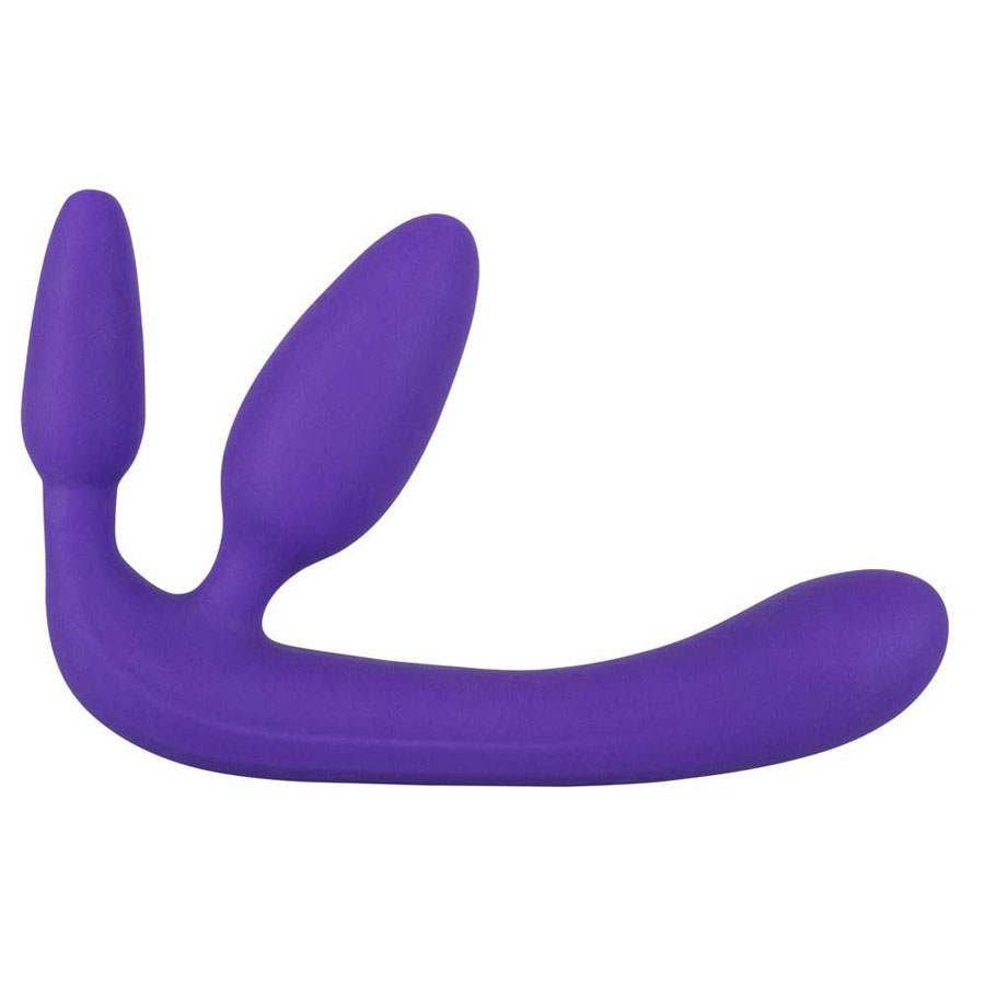 Фиолетовый безремневой страпон с двумя пробками Triple Teaser :: Купить Анонимно